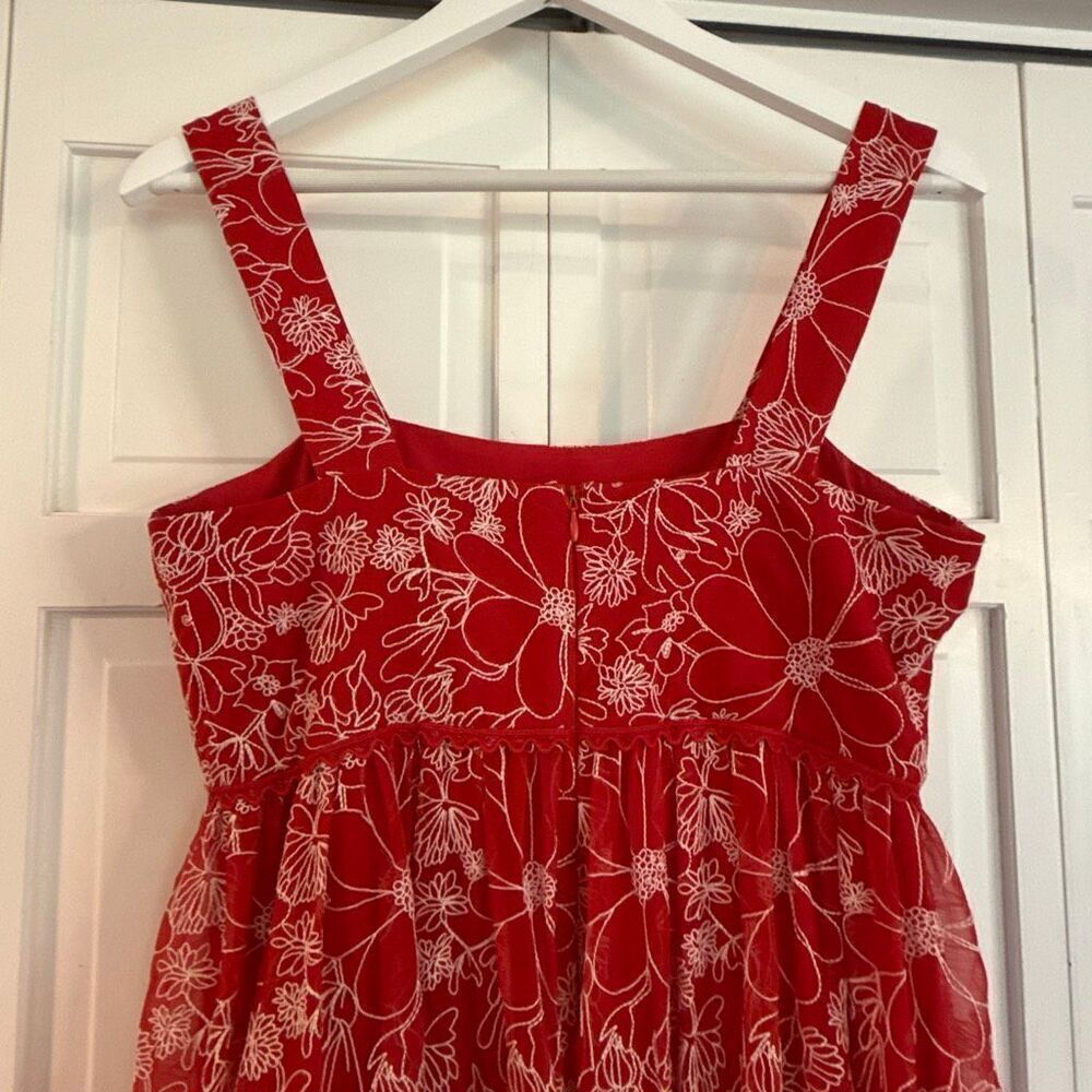 Anthropologie X Sachin and Babi red embroidered midi dress 6 - Picture 10 of 15